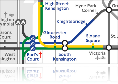 ロンドン・チェルシーとケンジントン地区の地下鉄マップ